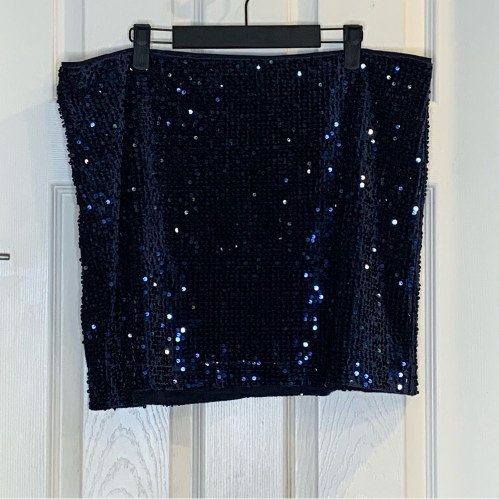 Joie Midnight Blue Sequin Mini Skirt XL